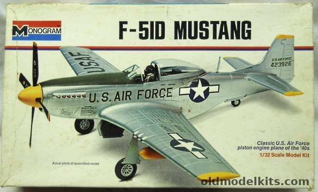 Monogram 1/32 F-51D Mustang Action Model - With PE Details And Two Additional Decal Sheets - (P-51) - White Box Issue, 6847 plastic model kit
